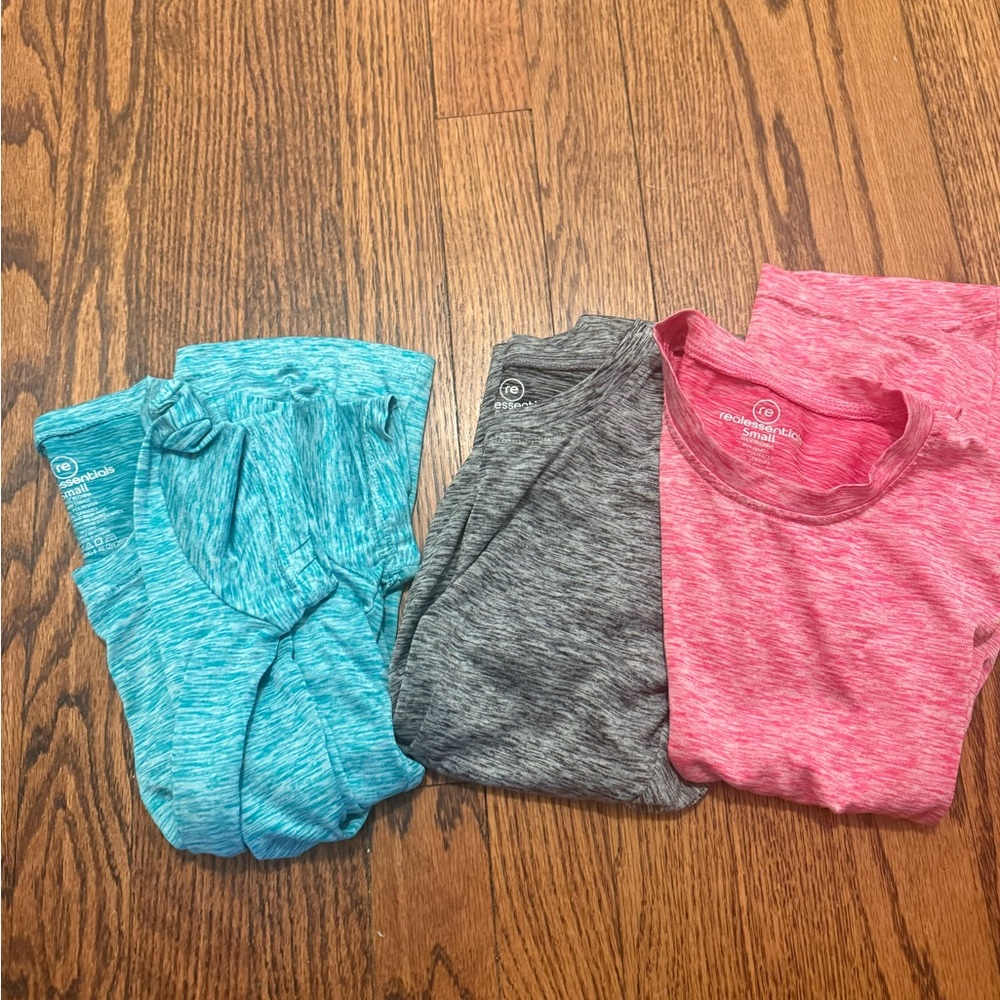 Essentials Trio: Teal, Gray, and Pink T-Shirts girls small